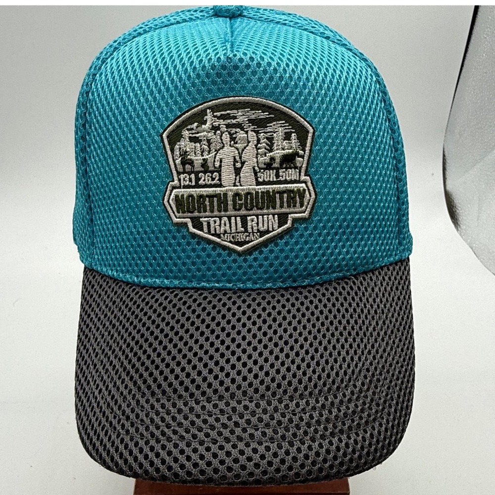 North Country Trail‎ Run Hat Cap Teal Gray 13.1 26.2 50k 50M Michigan